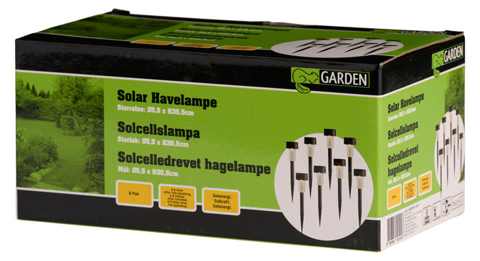Solcellelamper til hagen svart H35,5 cm 8-pk.